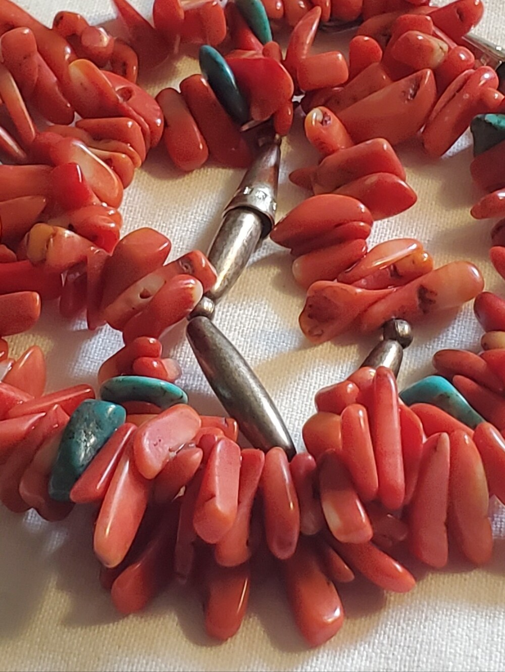 Vintage  Heishi Coral Necklace Genuine Coral 49 Grams